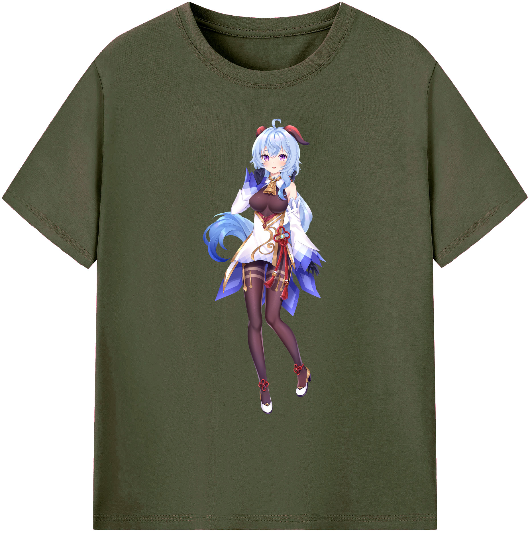 げんし神 甘雨 かんう genshin Ganyu 綿100％ メンズ半袖Tシャツ｜肌触りやわらか＆通気性